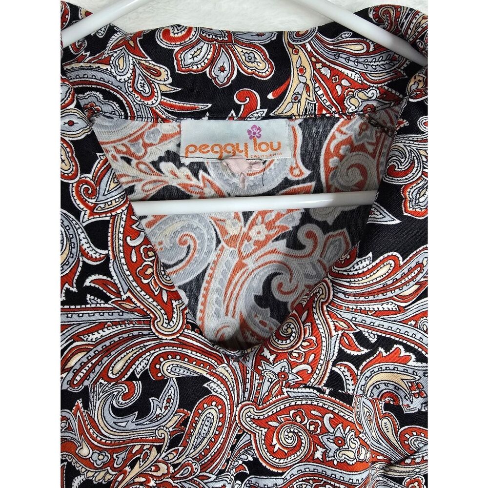 3/$25 VTG Peggy Lou California Paisley Blouse Boho Flowy 3/4 Sleeve Top Womens L - Picture 3 of 7